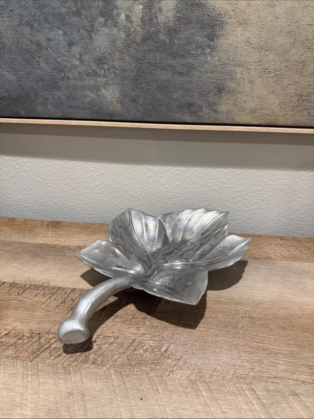 Vintage Silver Leaf-Shaped Decorative Tray - Metallic Accent